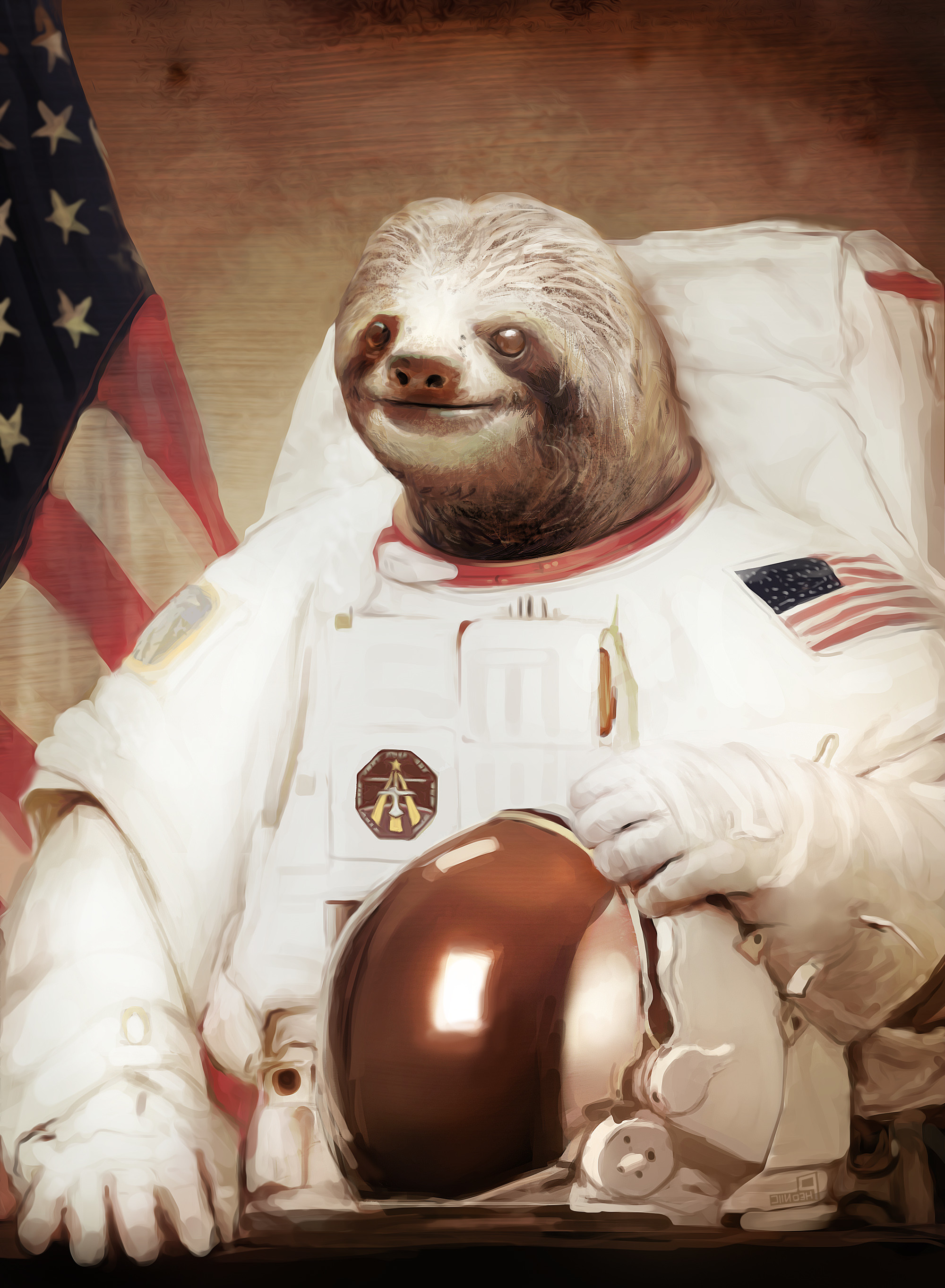 Sloth Astronaut High Resolution - KibrisPDR