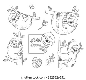 Detail Sloth Black And White Clipart Nomer 10