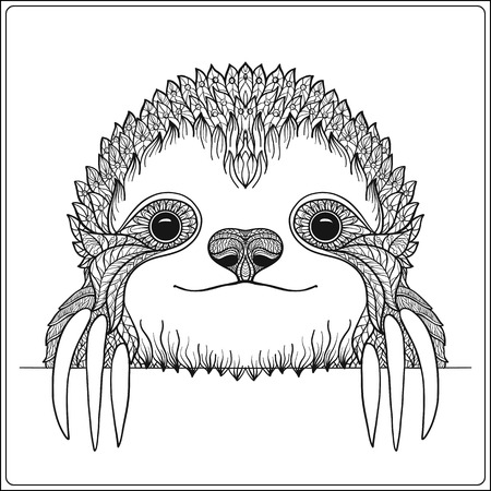 Detail Sloth Black And White Clipart Nomer 39