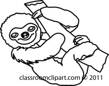 Detail Sloth Black And White Clipart Nomer 44