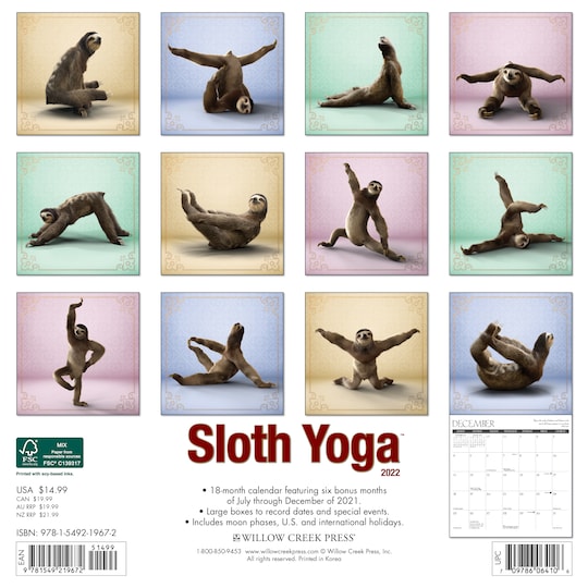 Detail Sloth Yoga Calendar Nomer 3