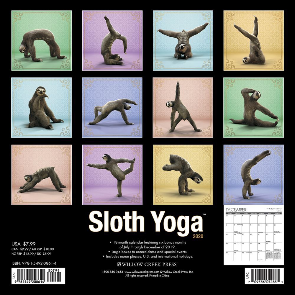 Detail Sloth Yoga Calendar Nomer 7