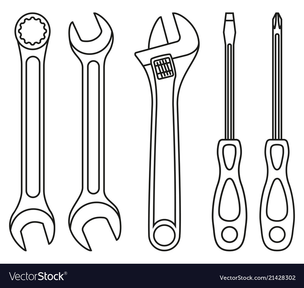 Detail Wrench Clipart Black And White Nomer 3