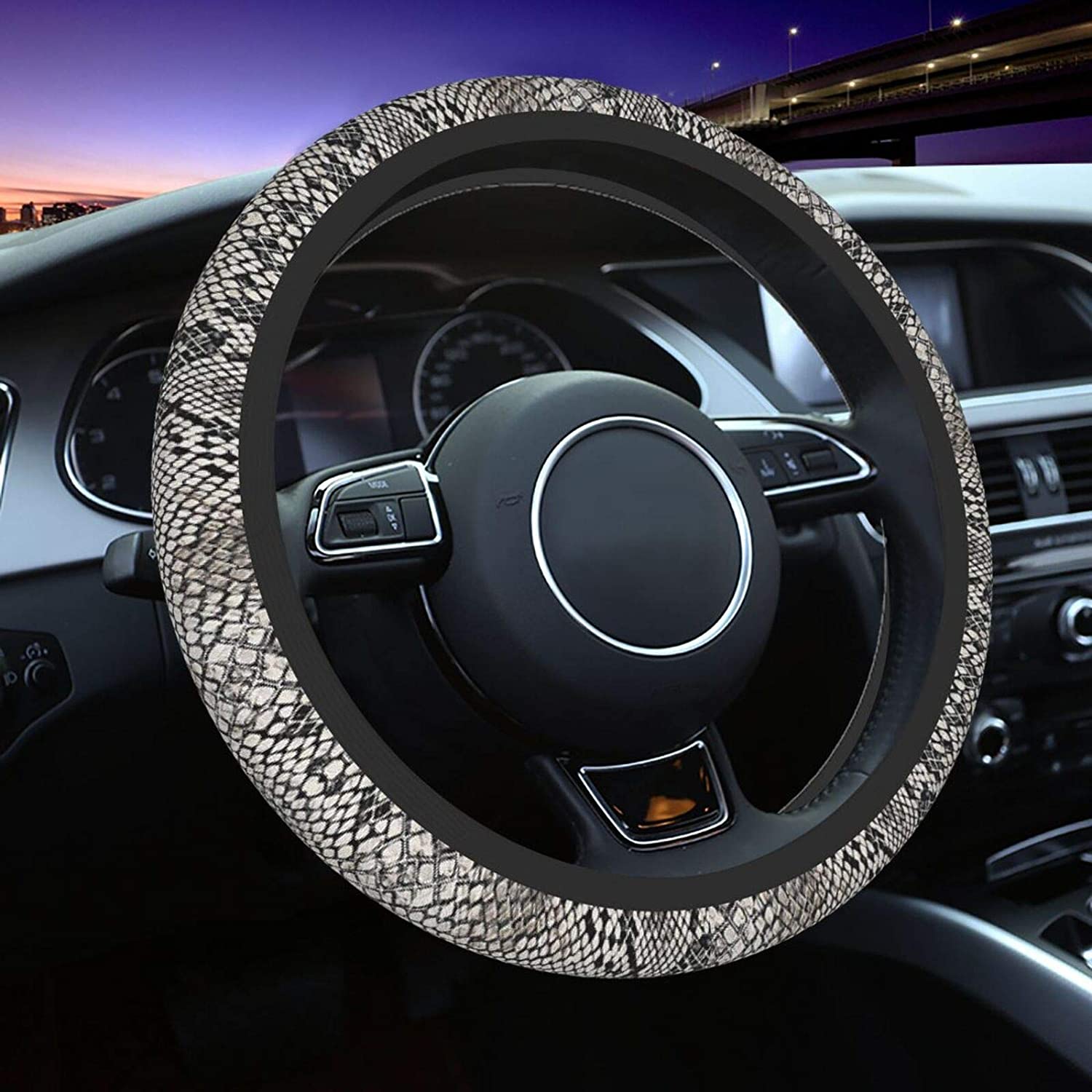 Detail Snake Print Steering Wheel Cover Nomer 3