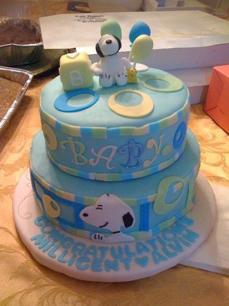 Detail Snoopy Baby Shower Cakes Nomer 4