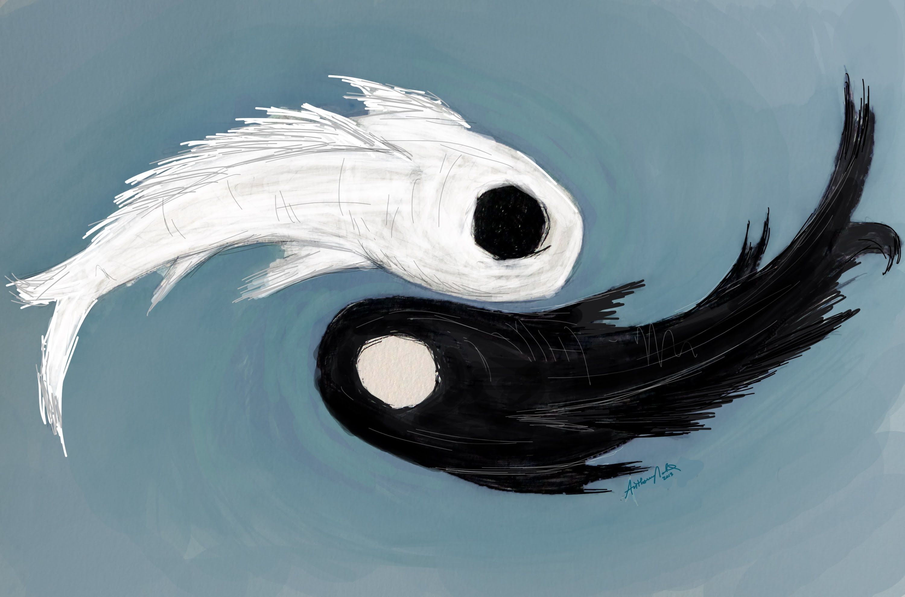 Detail Yin Yang Fish Painting Nomer 4