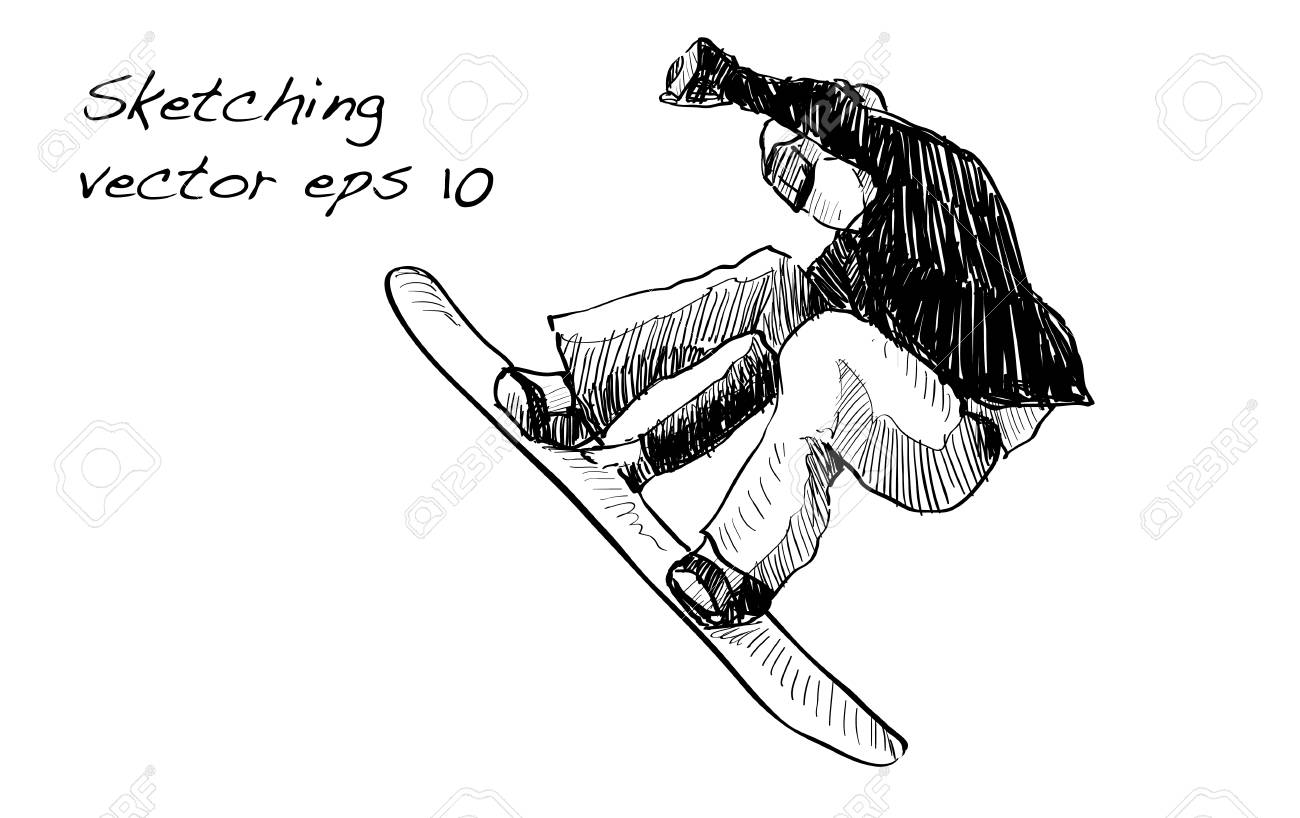 Detail Snowboard Drawings Nomer 34