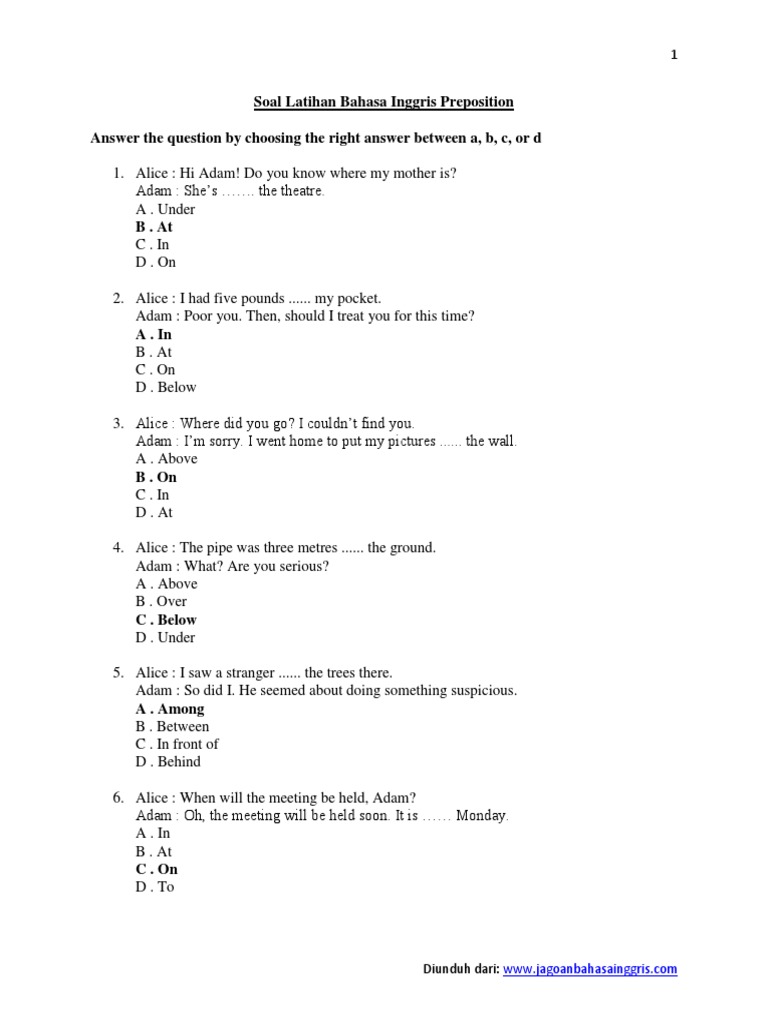 Detail Soal Gambar Preposition Nomer 14