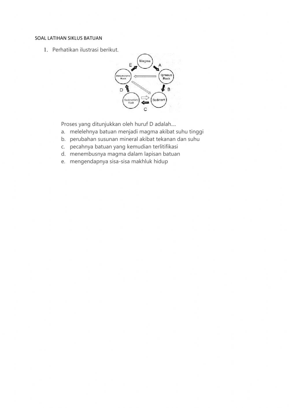 Detail Soal Gambar Siklus Batuan Nomer 27