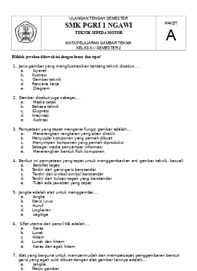 Detail Soal Gambar Teknik Nomer 17