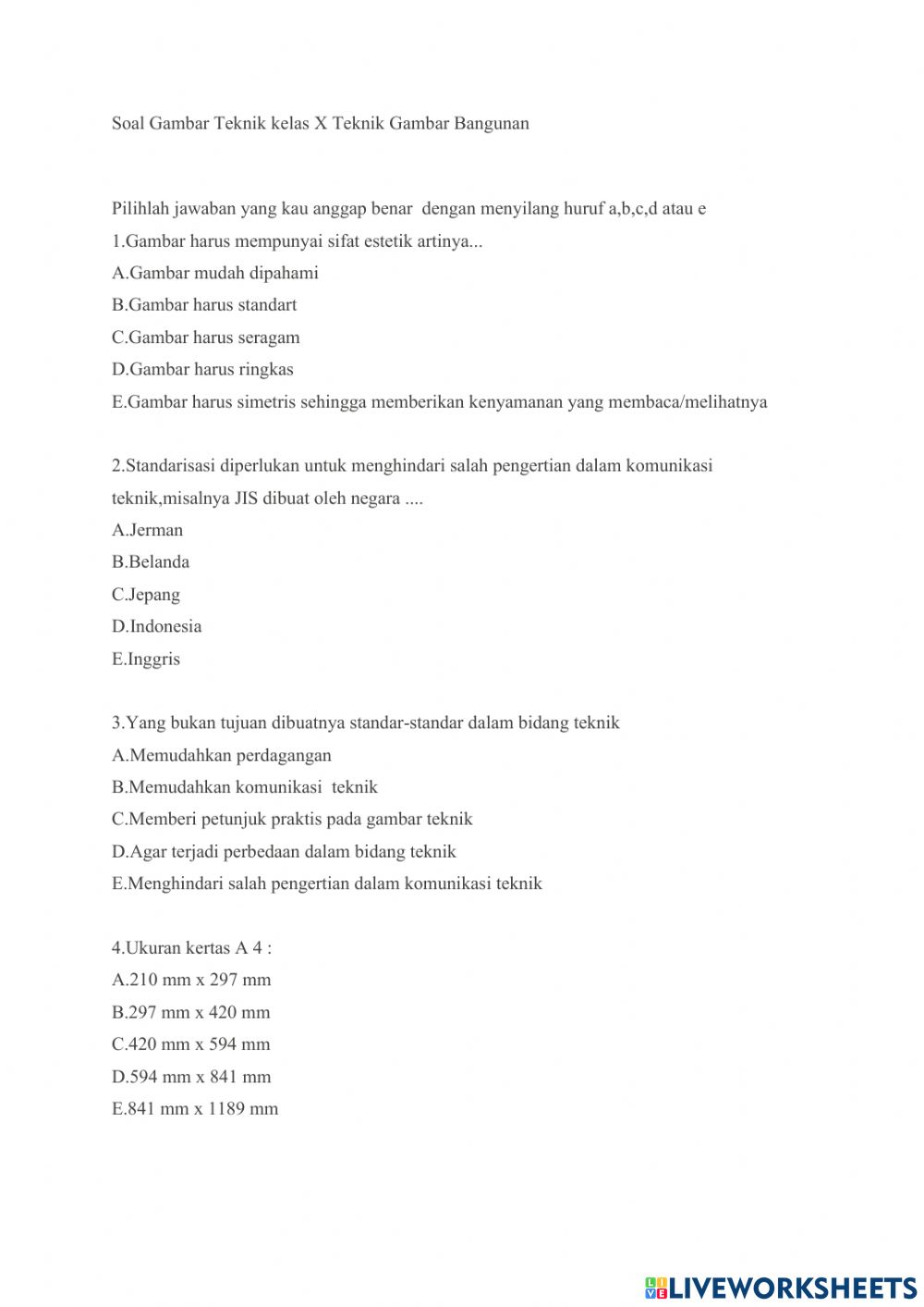 Detail Soal Gambar Teknik Nomer 40