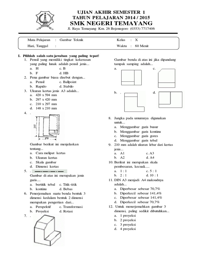 Detail Soal Gambar Teknik Nomer 9