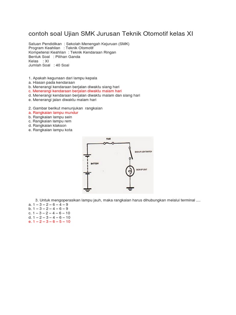 Detail Soal Gambar Teknik Otomotif Nomer 27