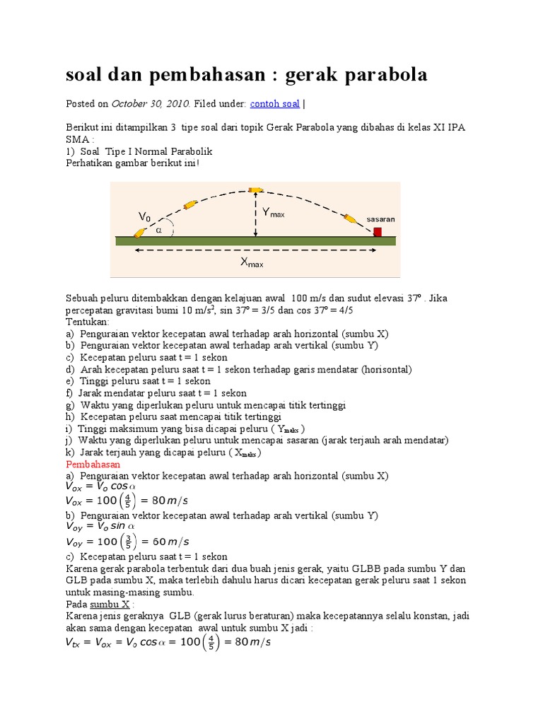 Detail Soal Gerak Parabola Dengan Gambar Nomer 45