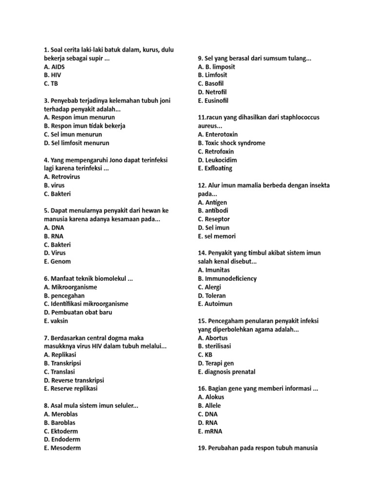 Detail Soal Imunitas Dengan Gambar Nomer 17