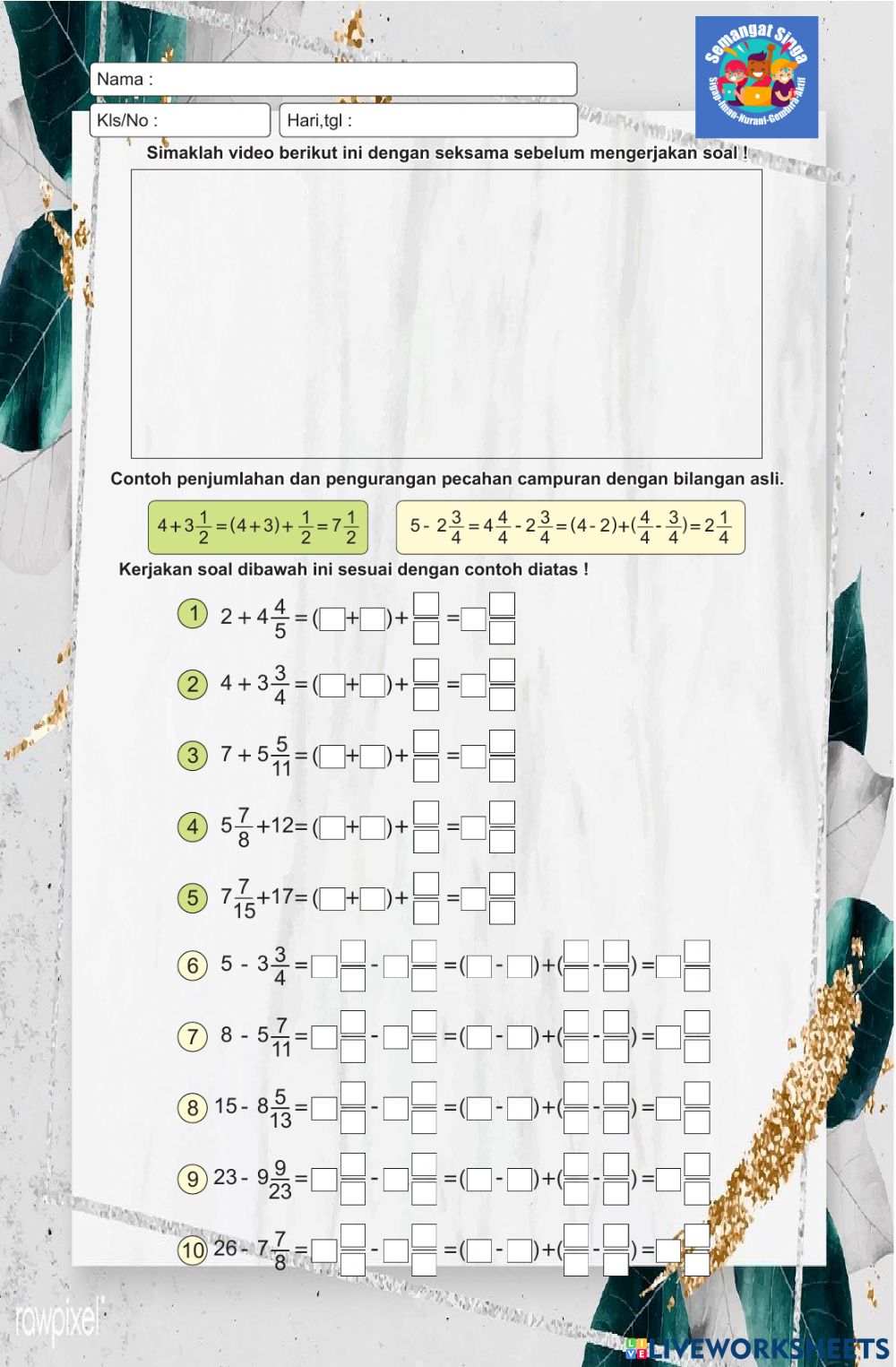 Detail Soal Matematika Pecahan Penjumlahan Menggunakan Gambar Nomer 55