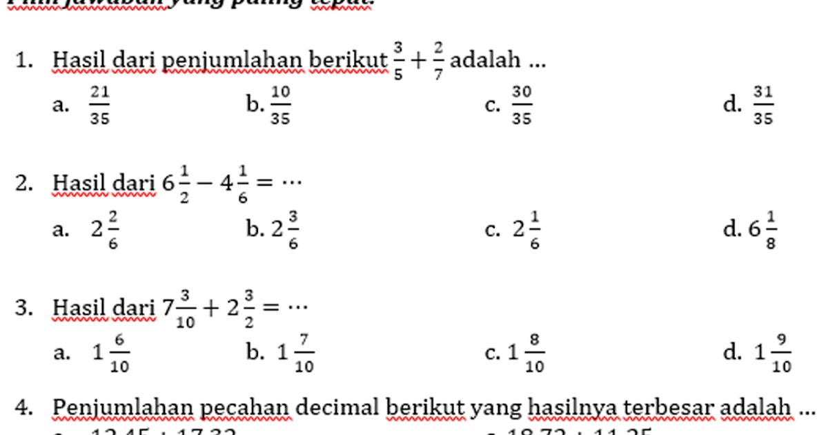 Detail Soal Matematika Pecahan Penjumlahan Menggunakan Gambar Nomer 8