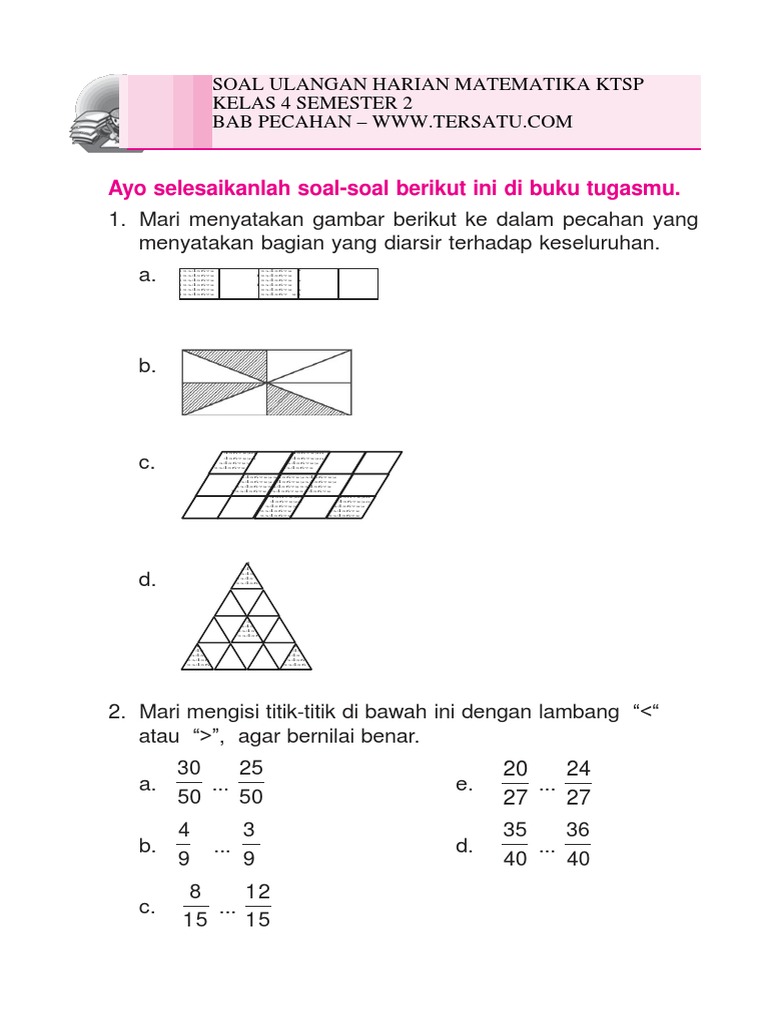 Detail Soal Pecahan Kelas 4 Sd Dengan Lambang Gambar Nomer 17