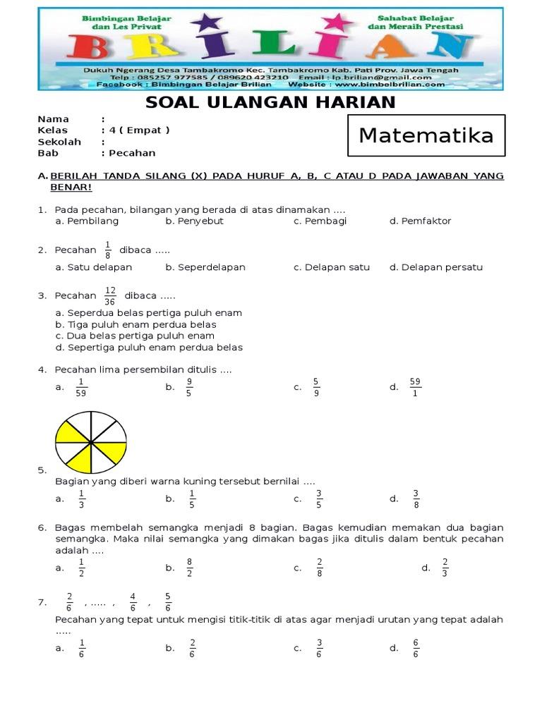 Detail Soal Pecahan Kelas 4 Sd Dengan Lambang Gambar Nomer 19