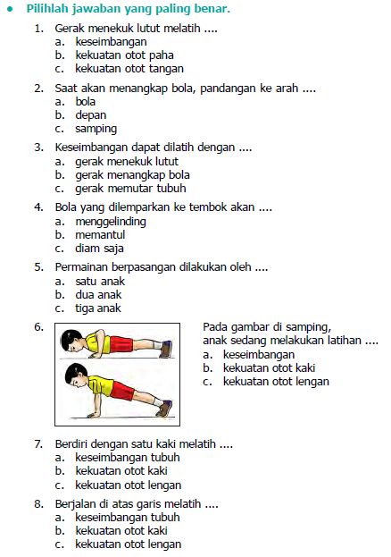 Detail Soal Penjaskes Sd Bergambar Nomer 20