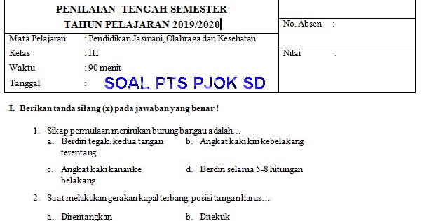 Detail Soal Penjaskes Sd Bergambar Nomer 27