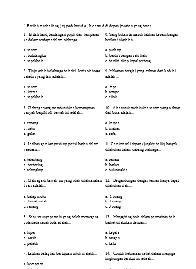 Detail Soal Penjaskes Sd Bergambar Nomer 52