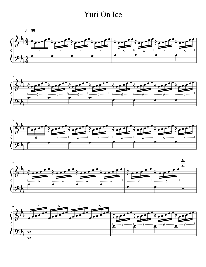 Detail Yuri On Ice Opening Piano Sheet Music Nomer 17