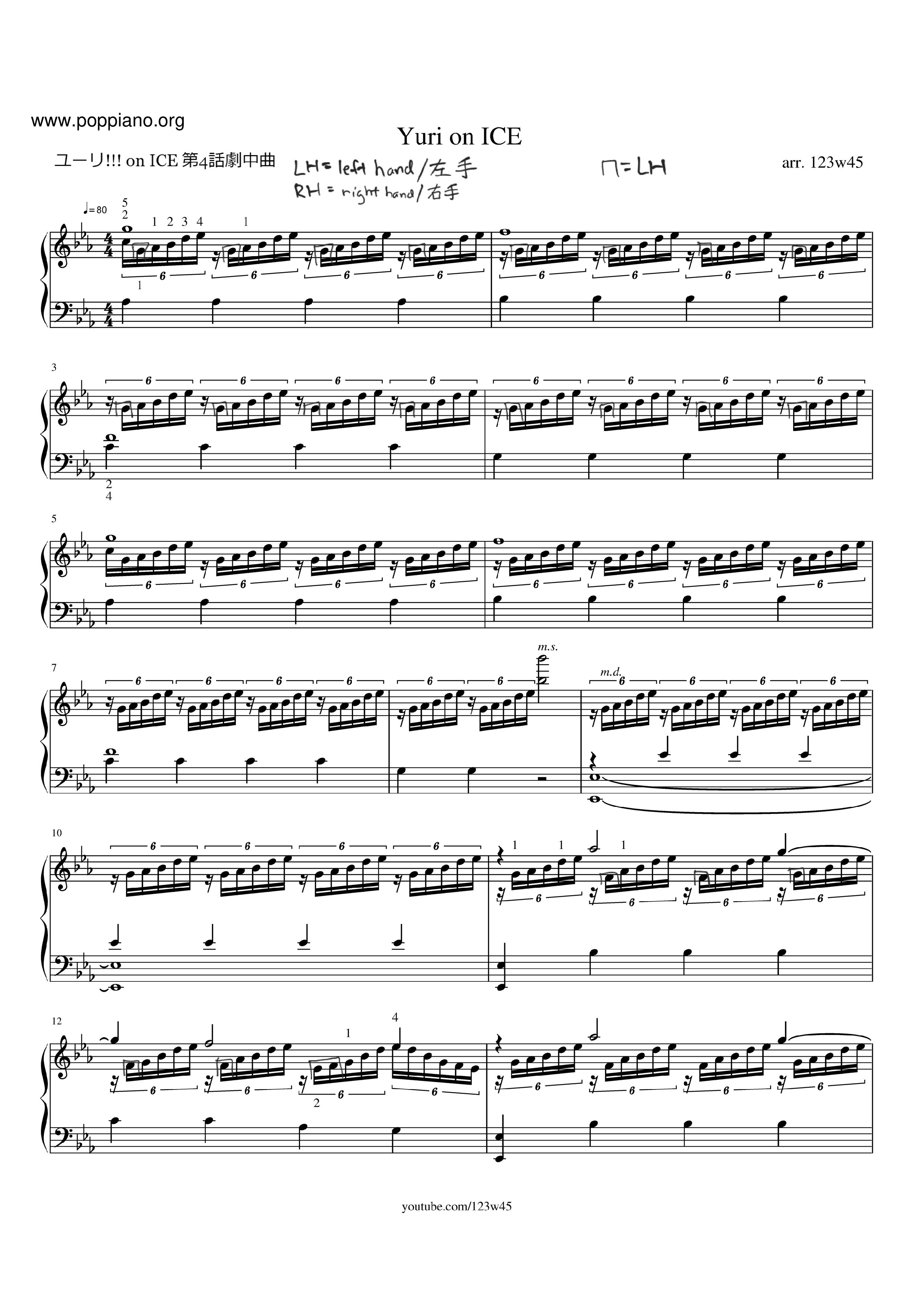 Detail Yuri On Ice Opening Piano Sheet Music Nomer 32