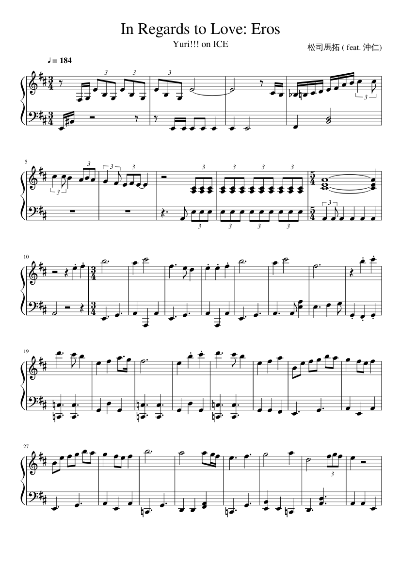 Detail Yuri On Ice Sheet Music Violin Nomer 10