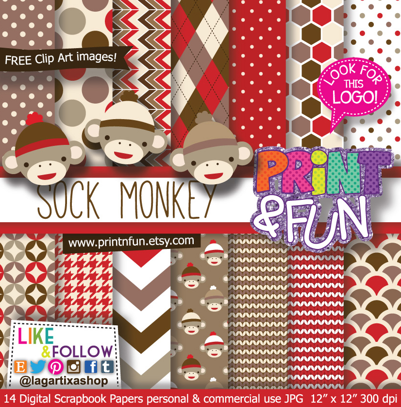 Detail Sock Monkey Clip Art Free Nomer 34