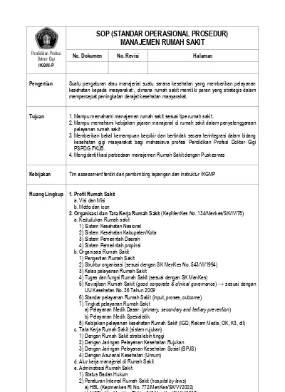 Detail Sop Rumah Sakit Nomer 2