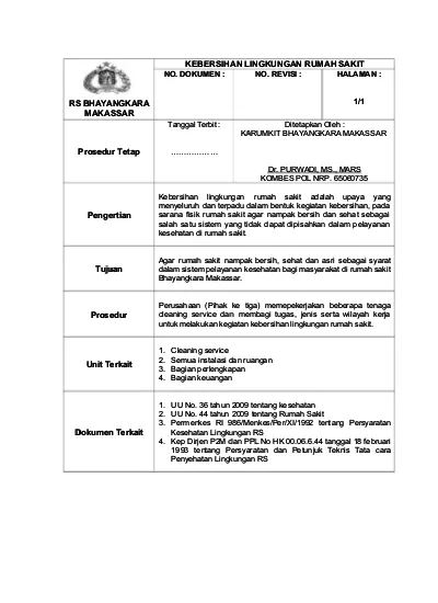 Detail Sop Rumah Sakit Nomer 17