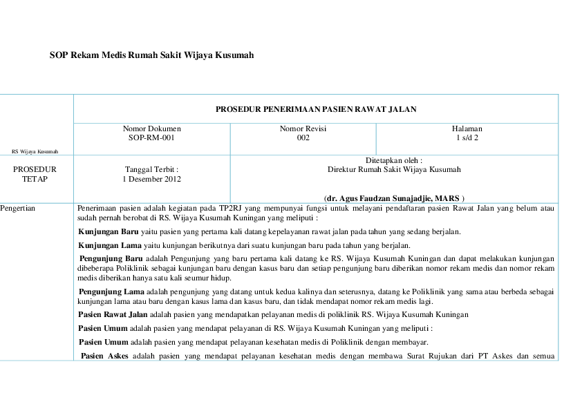 Detail Sop Rumah Sakit Nomer 27