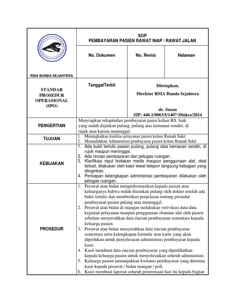 Detail Sop Rumah Sakit Nomer 6