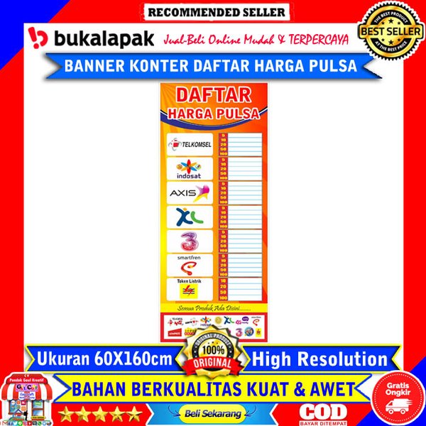 Detail Spanduk Daftar Harga Pulsa Nomer 32