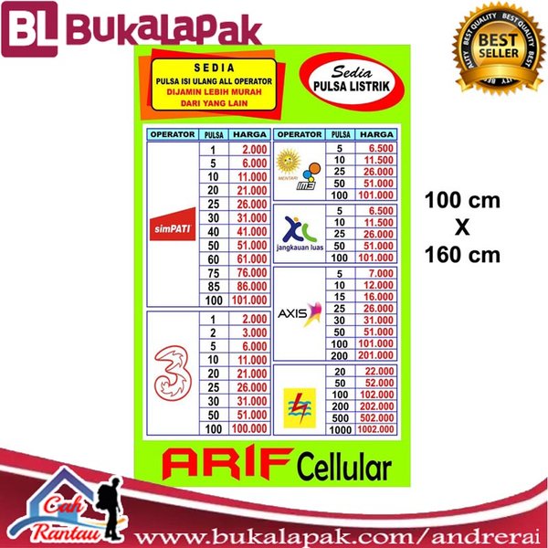 Detail Spanduk Daftar Harga Pulsa Nomer 7