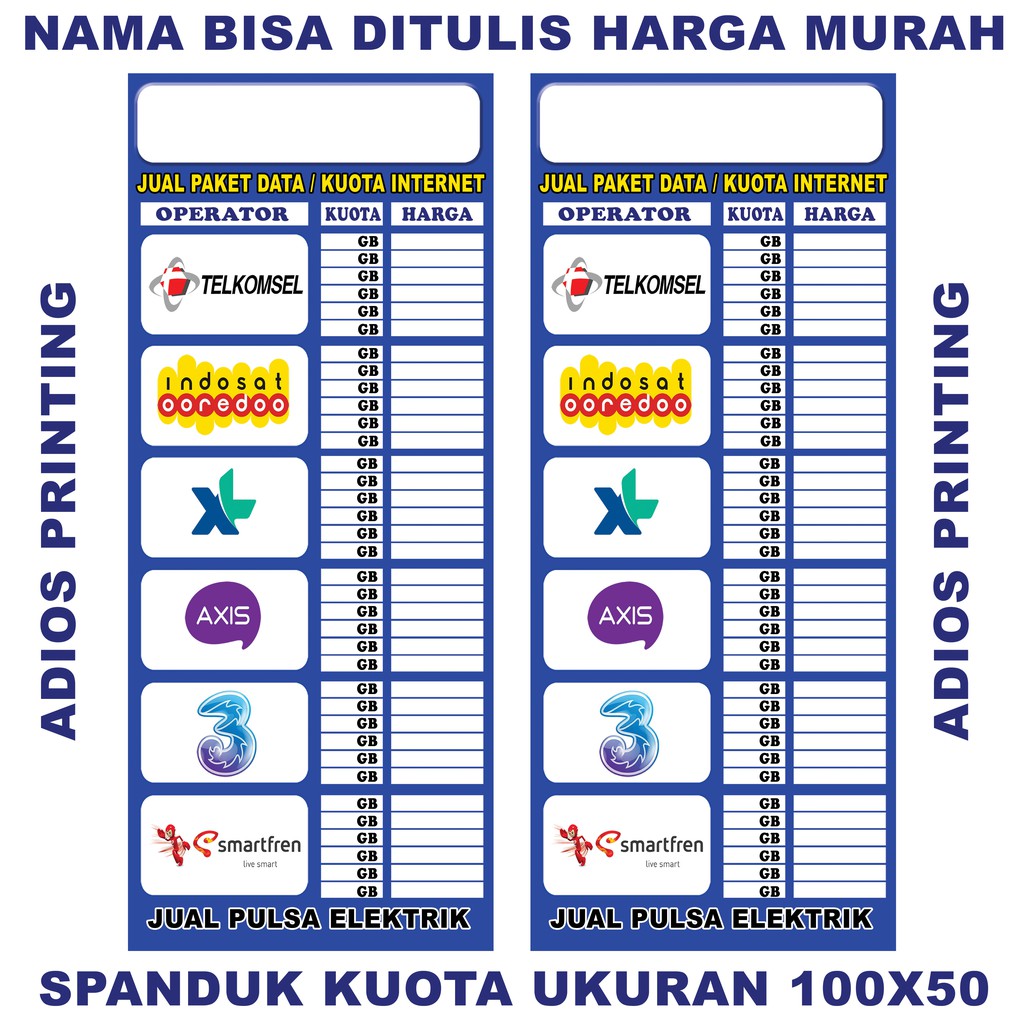 Detail Spanduk Harga Kuota Nomer 2