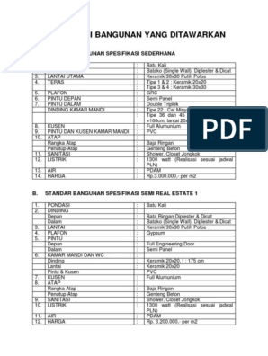 Detail Spesifikasi Bangunan Rumah Nomer 16