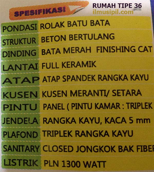 Detail Spesifikasi Bangunan Rumah Nomer 4