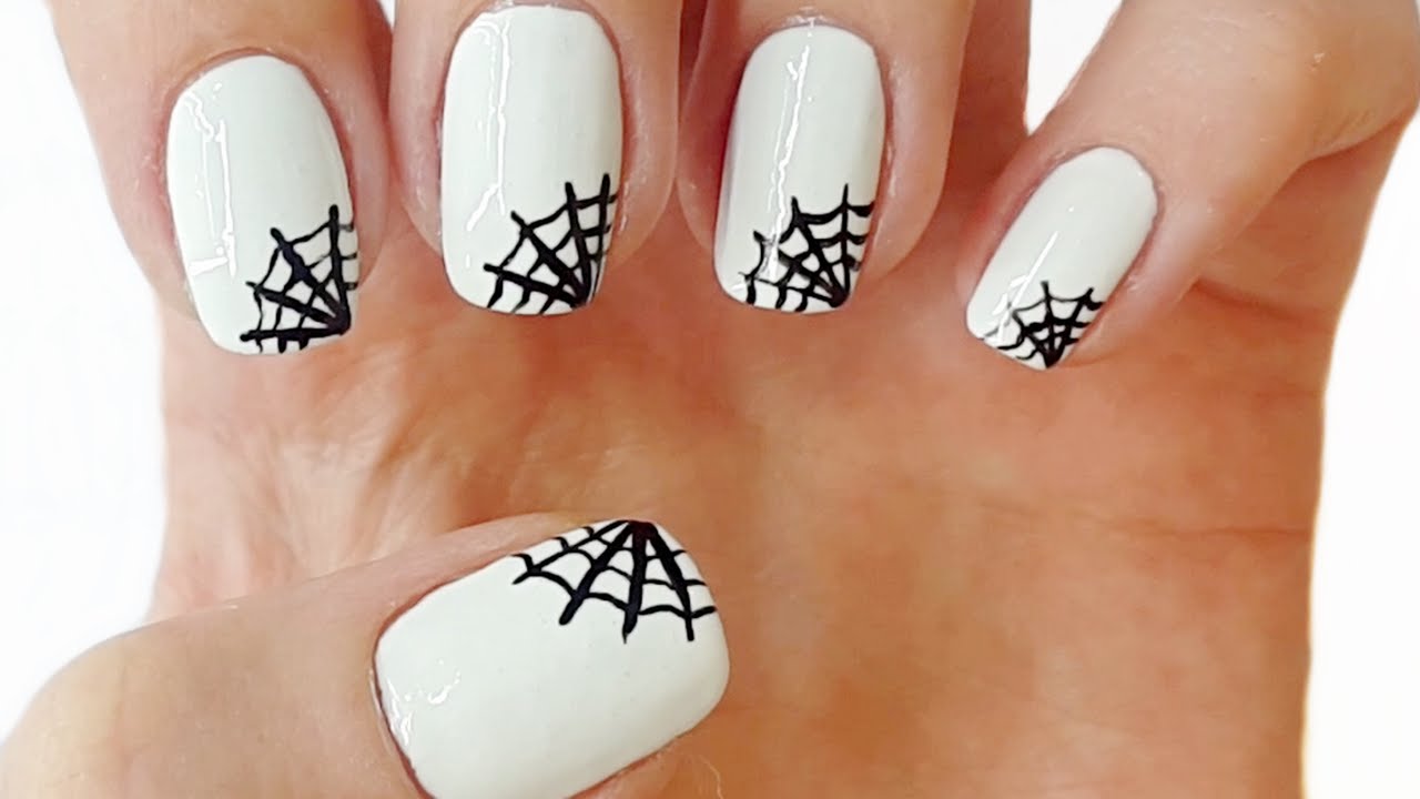 Detail Spider Web Design Nails Nomer 4
