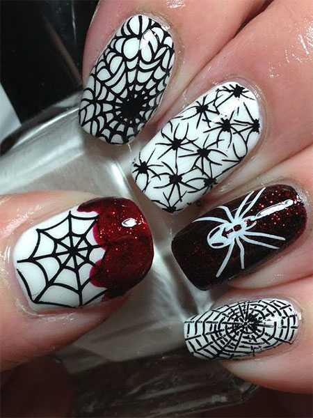 Detail Spider Web Design Nails Nomer 26