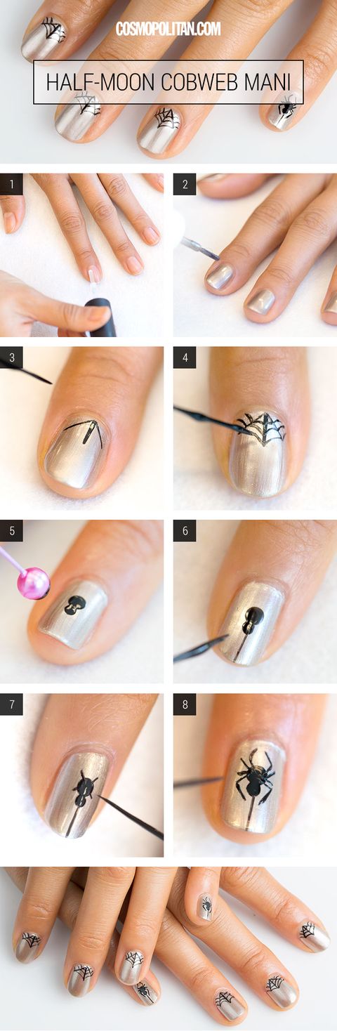 Detail Spider Web Design Nails Nomer 27
