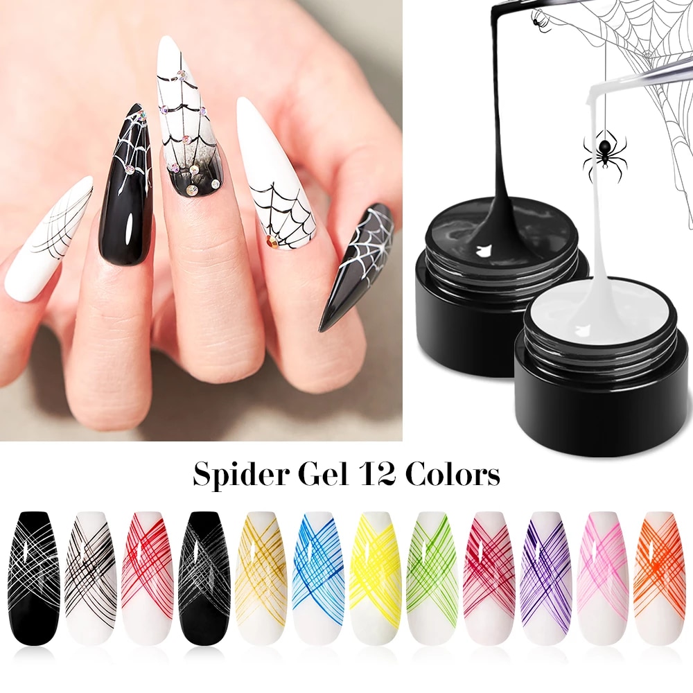 Detail Spider Web Design Nails Nomer 28
