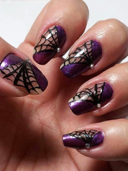 Detail Spider Web Design Nails Nomer 29