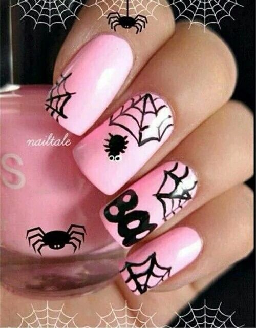Detail Spider Web Design Nails Nomer 31