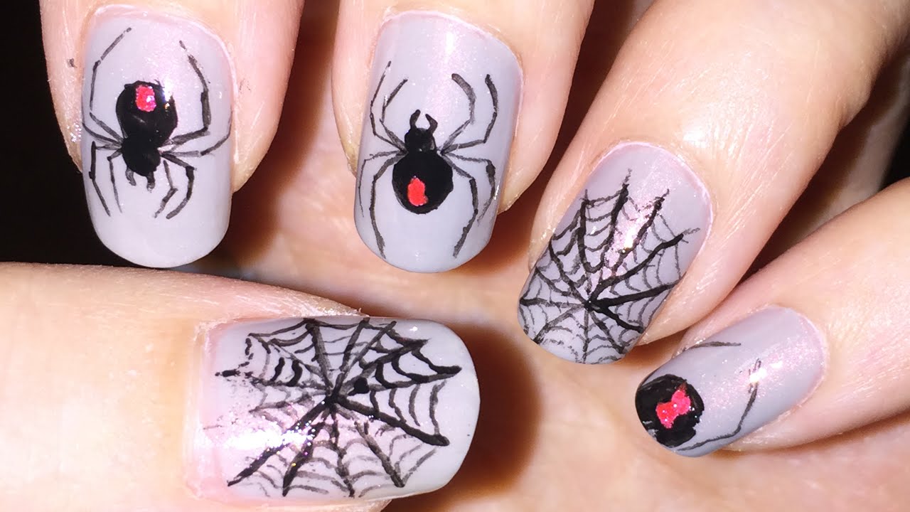 Detail Spider Web Design Nails Nomer 32