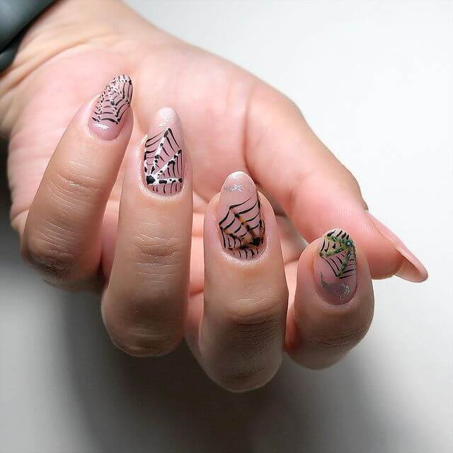Detail Spider Web Design Nails Nomer 35