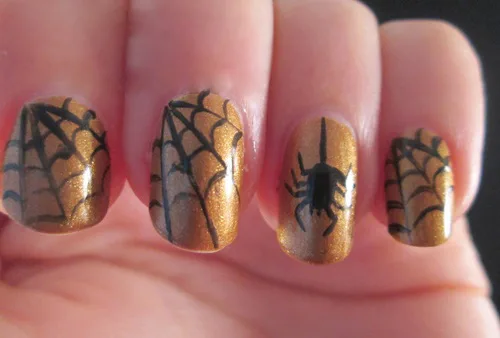 Detail Spider Web Design Nails Nomer 37