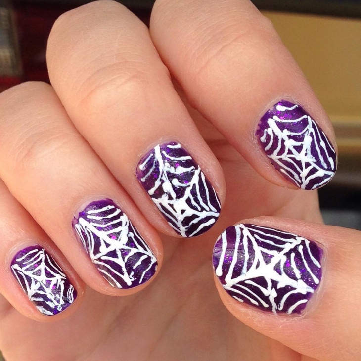 Detail Spider Web Design Nails Nomer 38