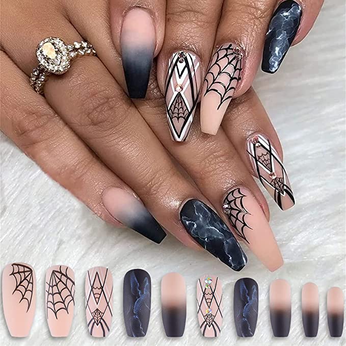 Detail Spider Web Design Nails Nomer 41